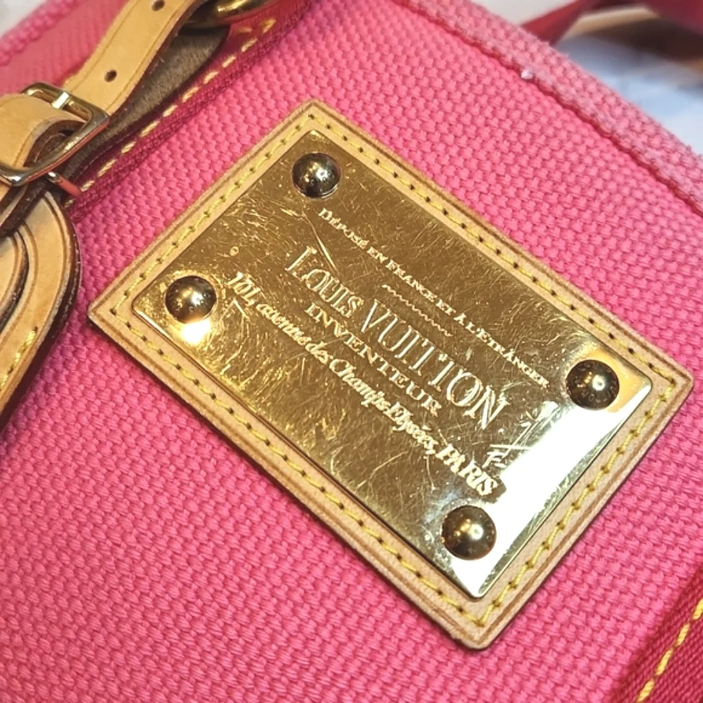 Louis Vuitton Pink Canvas Tote with Gold Hardware